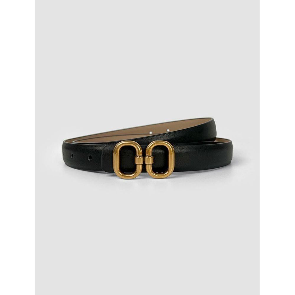 Commense Belt Black with‎ Gold Buckle Trendy Fashion Accessory